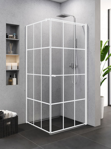 Kabina prysznicowa SUPERIA WHITE LEWA kwadratowa 90x90x195 szkło czyste 6mm z powłoką - wzór biała kratka