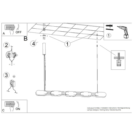 Lampa wisząca CHAIN 158 ochra czerwona LED 4000K