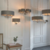 Highclere 6 Pendant Lght Nckel & Chrcoal 300-900mm