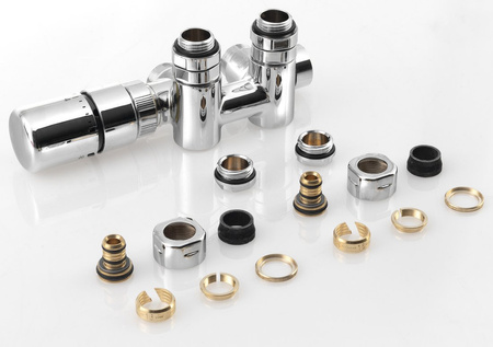 TWIN COMBI zestaw przyłączeniowy zespolony termostatyczny, lewy, chrom