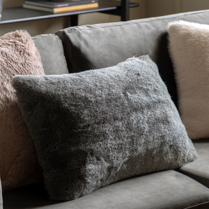 Roscose Faux Fur Cushion Smoke Grey 400x600mm