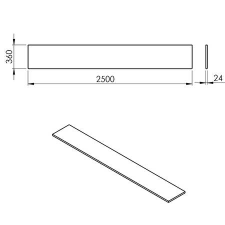 PLATO blat Rockstone 2500x24x360mm, biały mat