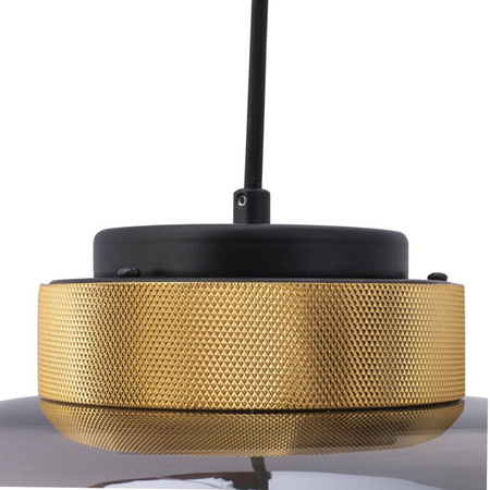 Lampa wisząca BOOM 35 cm - LED, klosz szary, wykonczenie złote