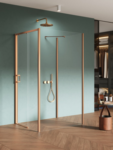NZ4 Kabina prysznicowa PRIME COPPER BRUSHED 1D prostokątna przyścienna P 110x90x200 szkło czyste 6mm Active Shield 2.0
