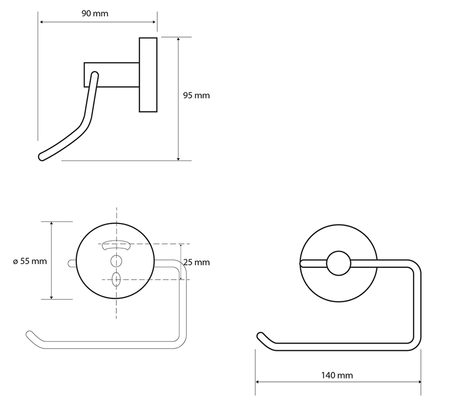 X-ROUND BLACK wieszak na papier toaletowy, czarny mat