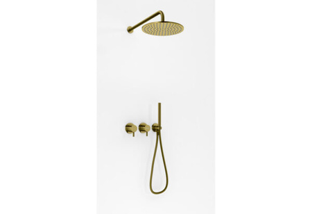 Axel Brushed Gold zestaw prysznicowy z deszczownicą 25cm i słuchawką