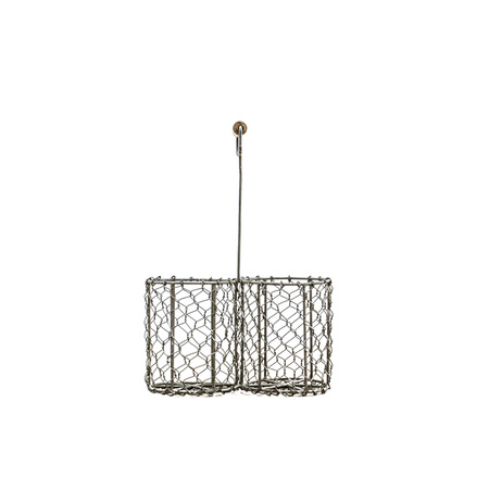 Wire Bottle Holder x2 Antq Grey 210x110x220mm