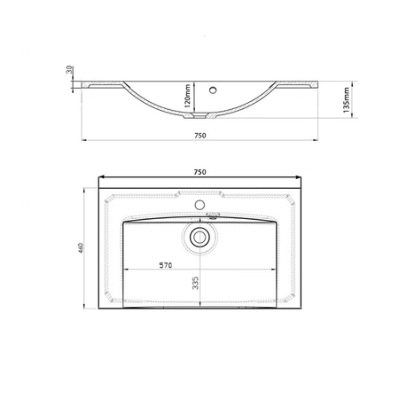 MARIA umywalka kompozytowa 75x46cm, biała