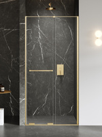 Drzwi wnękowe SMART GOLD BRUSHED 1D U 120x200 szkło czyste 8mm Active Shield 2.0 - UCHWYT RELING