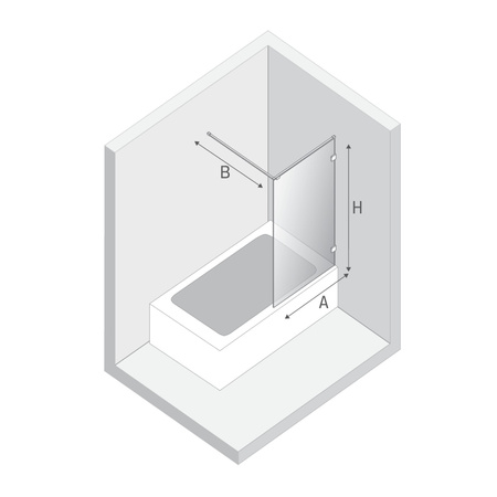 Parawan nawannowy EVENTA BLACK CHROME stały U 90x150 szkło czyste 8mm Active Shield 2.0 wsp. prostopadły