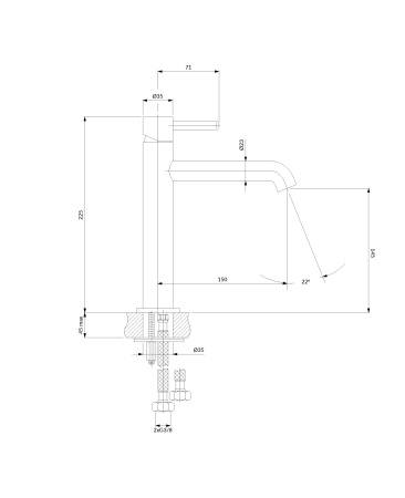 Y bateria umywalkowa, 23 cm (głowica 25 mm), biały mat