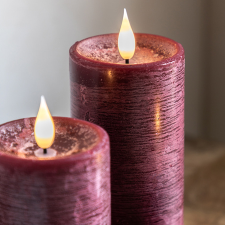 LED 1 Wick Candle Oxblood 3pk 70x70x150mm