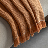Stitched Border Waffle Throw Apricot 1300x1700mm