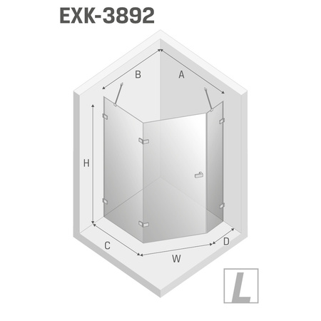 KABINA AVEXA PIĘCIOKĄTNA P 100x80x200 CZYSTE 6mm ACTIVE SHIELD