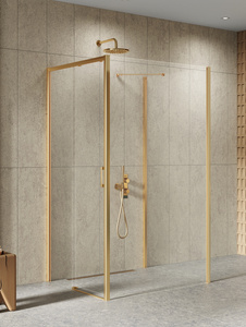 NZ4 Kabina prysznicowa PRIME GOLD BRUSHED 1D prostokątna przyścienna P 100x120x200 szkło czyste 6mm Active Shield 2.0