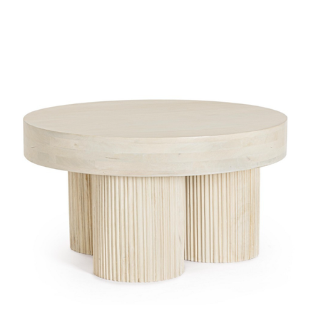 BIZZOTTO Stolik kawowy DACCA 75 cm – naturalne drewno mango, okrągły stolik designerski