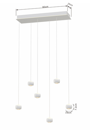 7039-608 Lampa wisząca szóstka QUIBERON biała