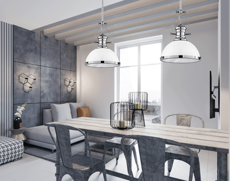 LAMPA WISZĄCA INDUSTRIALNA LOFT BIAŁA ETTORE