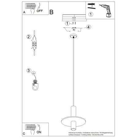 Lampa wisząca PELTA 1 czarna/żółta