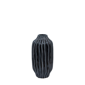 Organic Ribbed Vase Midnight 180x180x365mm