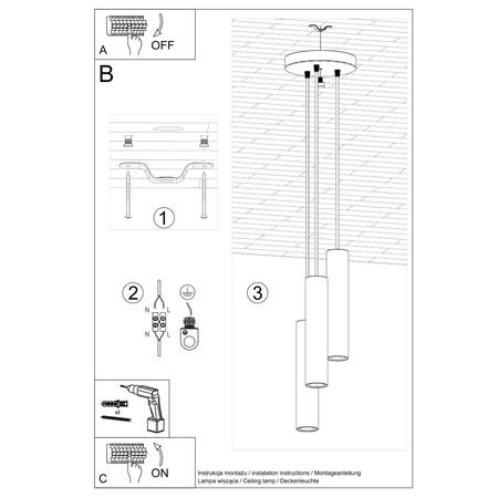 Lampa wisząca LAGOS 3P ochra czerwona