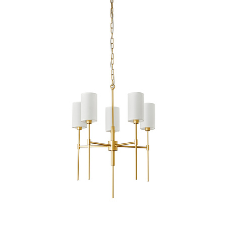 Lampa wisząca DARLING 60 cm - żyrandol złoty z białym abażurem