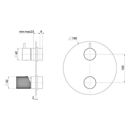 ULTRATAP bateria prysznicowa podtynkowa, 3 wyjścia, obrotowy przełącznik, czarny mat