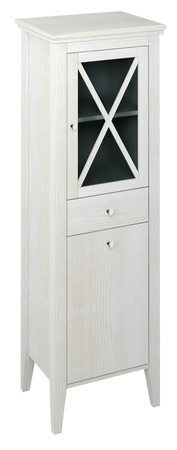 CROSS szafka wysoka z koszem na bieliznę 49x170x39cm, prawa, starobiała