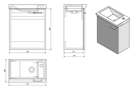 ZOJA szafka umywalkowa 44x50x25cm, biała