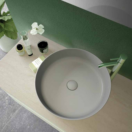 FEELING Umywalka nablatowa okrągła  42 cm szara mat (503) (Wycofywana, starsza wersja rant 12mm)