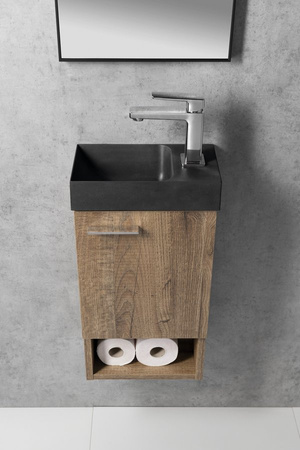 PICCOLINO umywalka betonowa, 30,8x17cm, bateria z prawej strony, antracyt mat