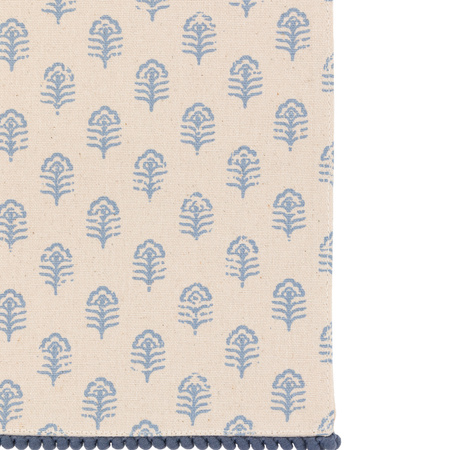 Fleur Floral Stamp Table Runner Blue 360x180mm