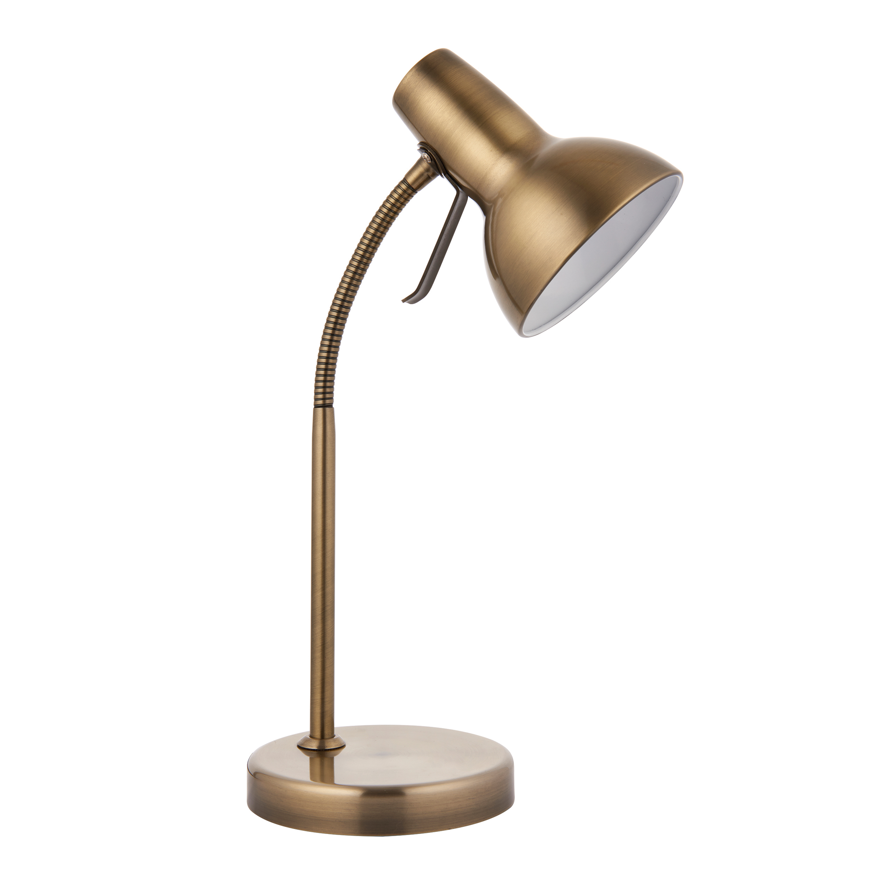 Lampa stołowa Amalfi – antyczny mosiądz / błyszczący biały, 15 × 15 × 47,5 cm