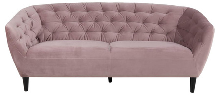Sofa 3-osobowa Ria – różowa sofa Vic Dusty Rose 18 z czarnymi drewnianymi nogami 191 cm ACTONA