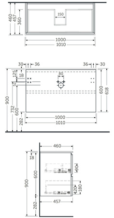 Zestaw JOY Umywalka & Szafka 100cm moka walnut