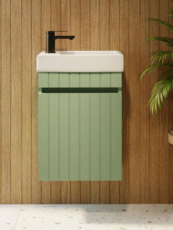 Szafka łazienkowa wisząca z umywalką 40 cm szałwia mat MISENO 001-SU40-03+TR41355