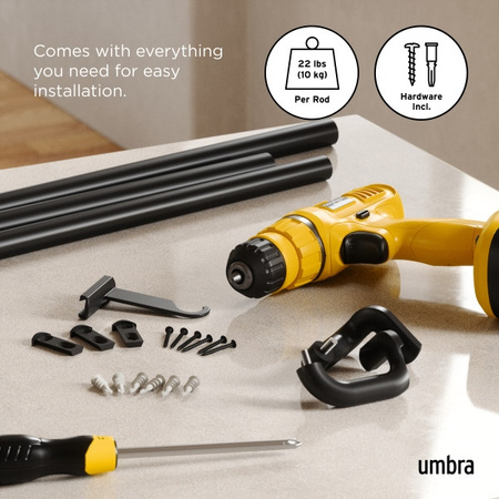 UMBRA karnisz TWILIGHT 168 - 365 cm       czarny mat