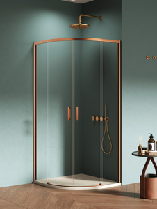 Kabina prysznicowa PRIME COPPER BRUSHED 2D półokrągła R55 80x80x200 szkło czyste 6mm Active Shield 2.0