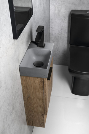 PICCOLINO umywalka betonowa, 30,8x17cm, bateria z prawej strony, szary mat