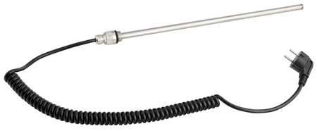 Grzałka elektryczna bez termostatu, kabel spiralny/czarny, 300 W
