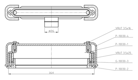 CUT przelew szczelinowy 170x24mm, korek klik-klak, chrom