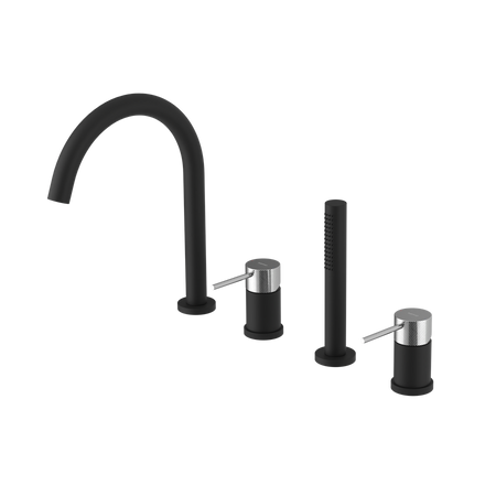 ULTRASAN 4-otworowa bateria wannowa na brzeg wanny, czarny mat/chrom