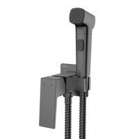 Bateria bidetowa podtynkowa z wężem i słuchawką typu bidetka, gun metal