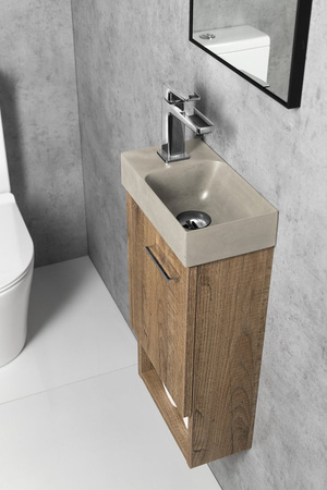 PICCOLINO umywalka betonowa, 30,8x17cm, bateria w lewo, piaskowy mat