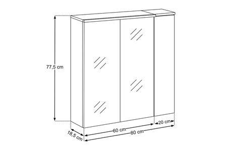 Zestaw 80cm z szafką z lustrem i szafką górną