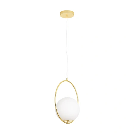 Lampa wisząca COSTA ROUND 35 cm - złota ring z białym kloszem