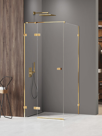 Kabina prysznicowa AVEXA XR GOLD SHINE 1D prostokątna L 90x80x200 szkło czyste 6mm Active Shield 2.0