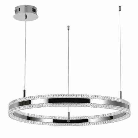 Lampa wisząca ARKADIA LED 60 cm - tytanowa z kryształowym pierścieniem