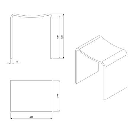 KORAL taboret łazienkowy 40x43x30cm, solid surface, biały mat