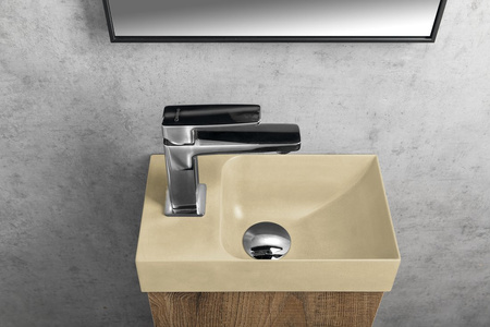 PICCOLINO umywalka betonowa, 30,8x17cm, bateria z lewej strony, żółty mat